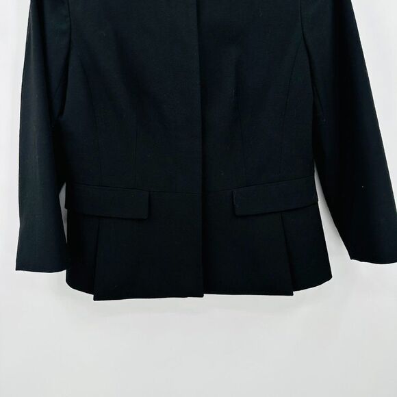 Ann Taylor Size 6 Black Hidden Button Up Career Blazer Jacket 3/4 Sleeve Stretch - Picture 3 of 7